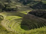 Concentric circular Inca terraces at the Moray agricultural site in the Sacred Valley