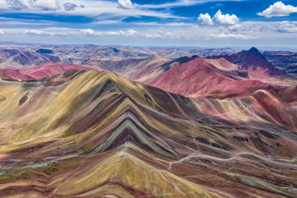 Colorful mineral stripes of Rainbow Mountain (Vinicunca) in Peru