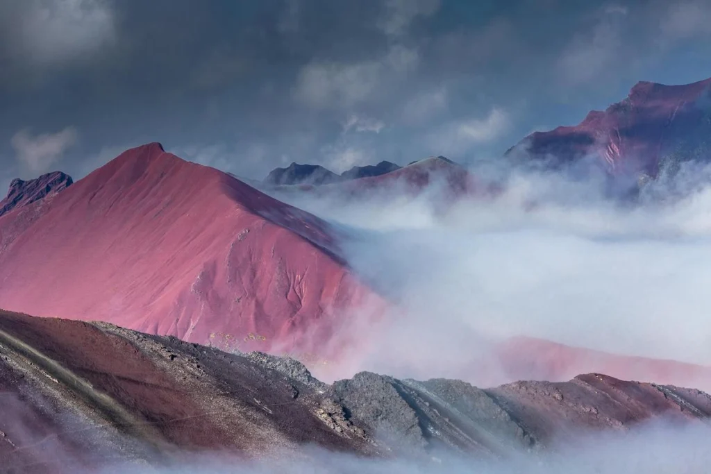 The Red Valley near Rainbow Mountain in Peru, colored by iron oxide