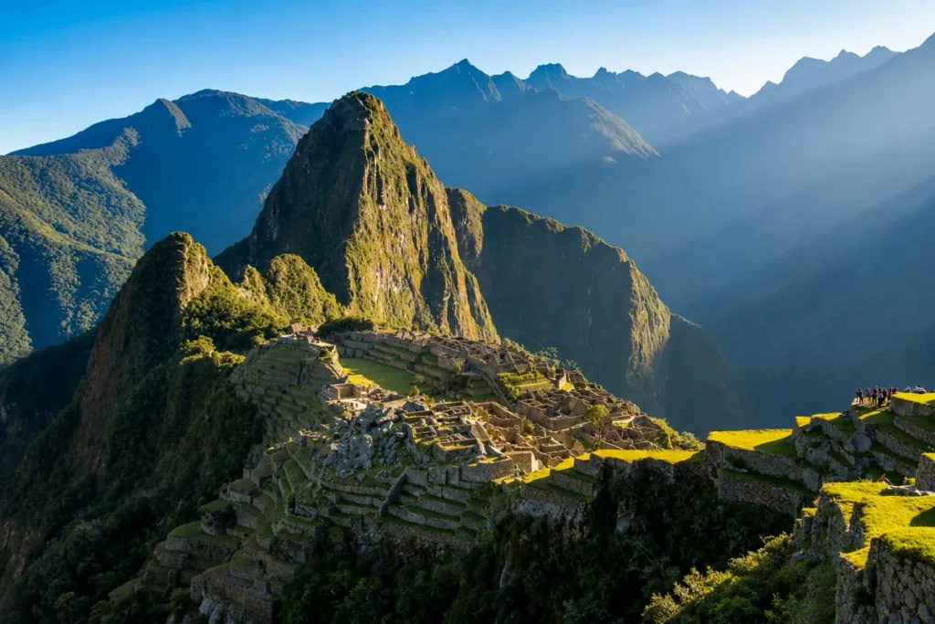 Zitadelle von Machu Picchu bei Sonnenaufgang, Peru