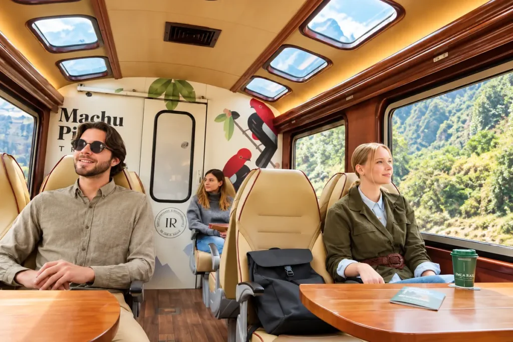Viajero junto a la ventana en The Voyager de Inca Rail